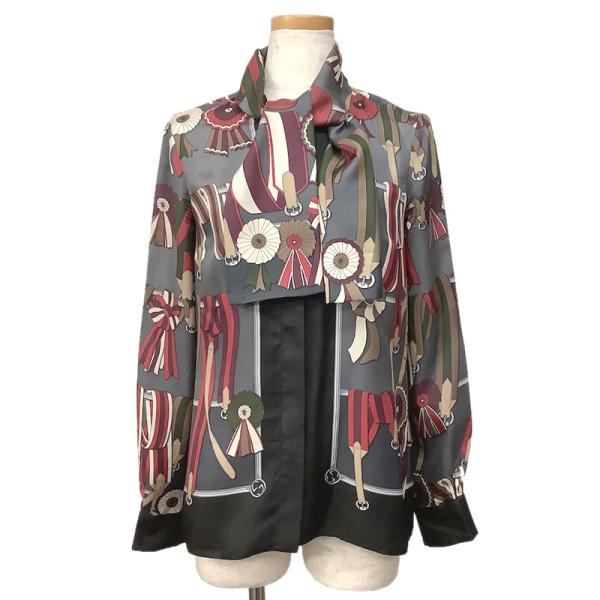 グッチ　GUCCI シルク　ブラウス　ボータイ GUCCI（グッチ）の「Gucci - モノグラム柄 ボウタイシャツ