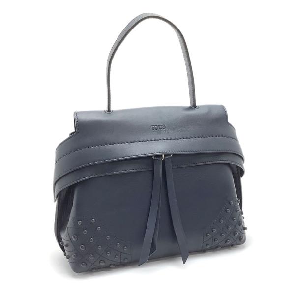 TOD'S トッズ ウェーブ レザー ネイビー ハンドバッグ