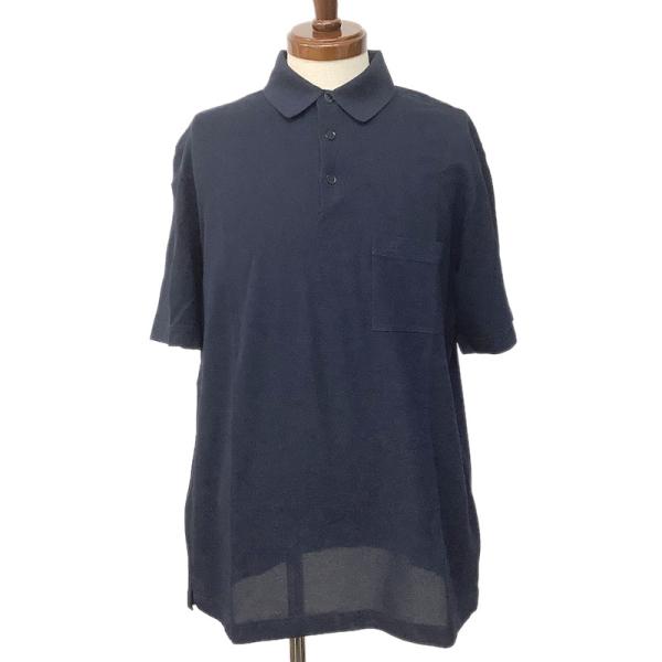HERMES エルメス ポロシャツ コットン ネイビー ＃XL Hロゴ 刺繍 半袖
