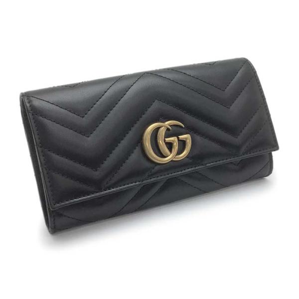 GUCCI グッチ ダブルG コンチネンタル ウォレット レザー ブラック