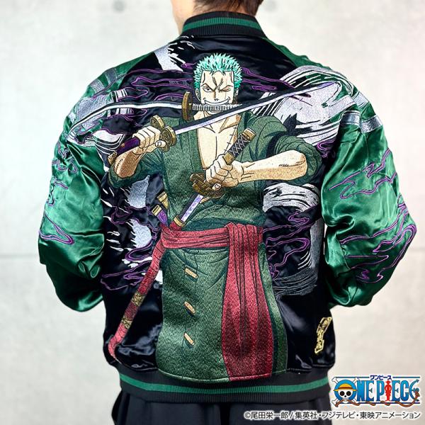 絡繰魂 からくりだましい × ONE PIECE ワンピース 海賊狩りのゾロ 刺繍 リバ−シブル スカジャン 242005 ONE PIECE コラボ 麦わらの一味 剣豪 ロロノア・ゾロ
