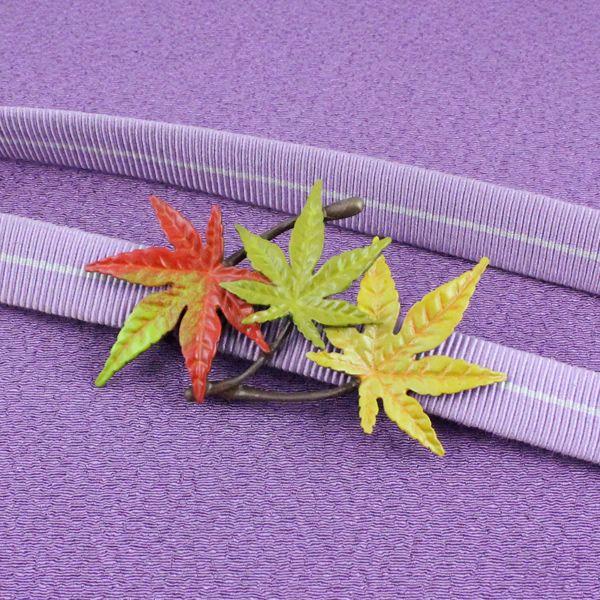 帯留（黄銅製） 紅葉・もみじ 三葉 : 京都工芸舎 Yahoo!店 - 通販