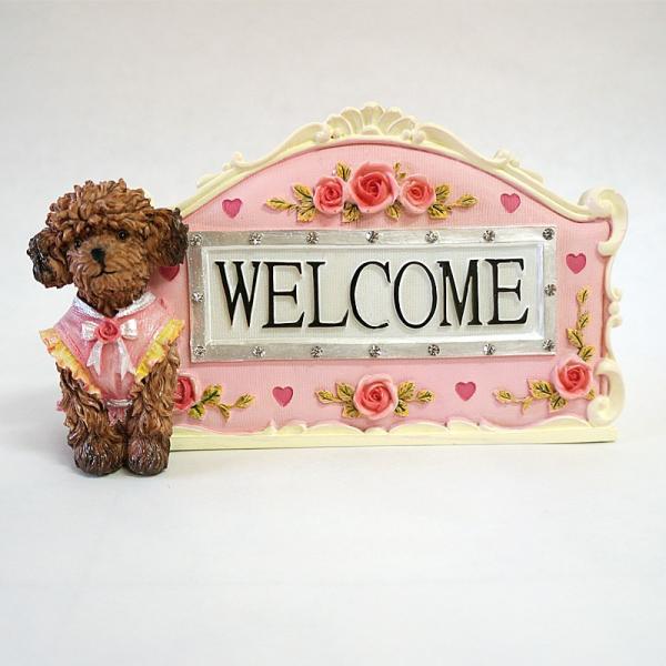 トイプードル ＆ 薔薇 welcome ウエルカムプレート ヨーロピアン