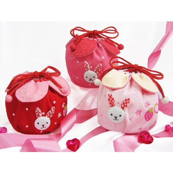京都瑠璃雛菊 七五三 巾着 バッグ 「いちごうさぎの巾着（単品