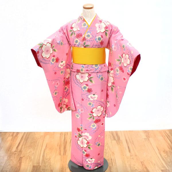 2尺袖 ポリエステル着物 袴用 新品未使用品 袴用きもの 二尺袖 着物 小振袖 中古 単品 リサイクル 格安 美品