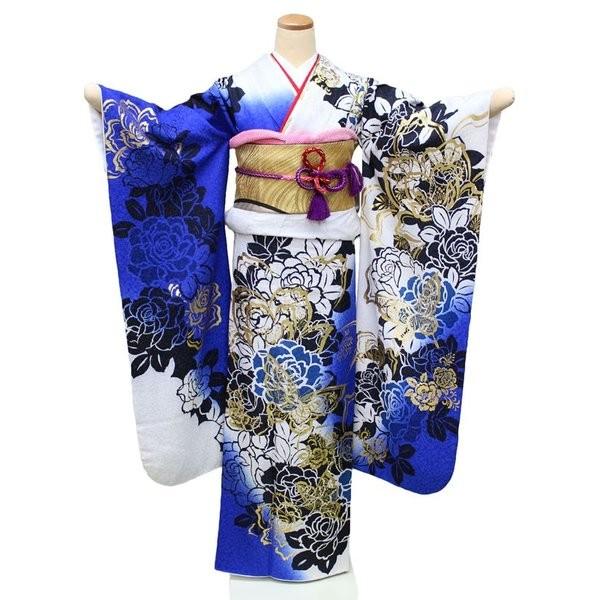 振袖 レンタル 成人式 結婚式 安い ネット 高級 着物 格安 呉服屋 白 青 バラ モダン柄 Nr 112 Nr 112 きもの 京香 通販 Yahoo ショッピング