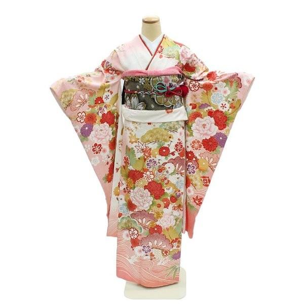 アンティーク　婚礼衣装　中振り袖　優しい薄紅　振り袖　長襦袢　帯　三点セット 振袖レンタル 安い 一式 フルセット 結婚式 婚礼 披露宴 前撮り 高級