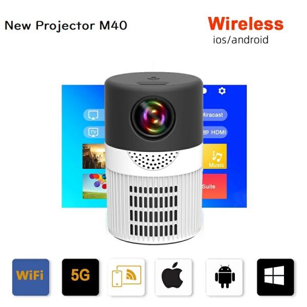 ・商品名：M40小型プロジェクター・解像度：480×360 1080P・輝度：40±5 ANSI・投影技術：LCD・キーストーン補正：手動・カラー ：12.7ｍ・コントラスト：3000：1・スピーカー：4Ω3W・投影サイズ　 50-100イ...