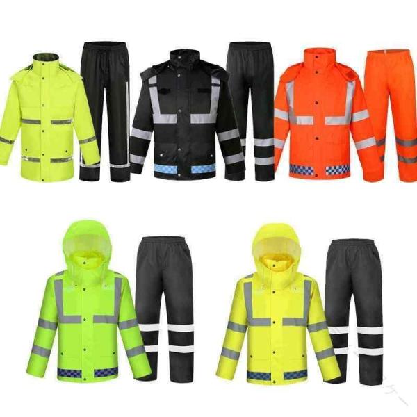 レインウェア 反射材付き 上下セット 作業用 交通整理 警備員 防水 防風 M L XL XXL XXXL XXXXL 雨具 カッパ レインスーツ 雨合羽