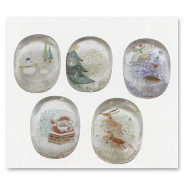 新品 京焼 清水焼 ハッピークリスマス クリスマスの箸置 ガラス箸置 ５個セット 単品 食器 ガラス製 絵付けガラス M2b Stafe Fr