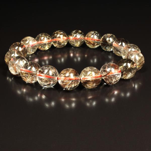 レッドルチル ブレスレット 珍しいカラー 11−12ミリ 一点物 ReR2動画