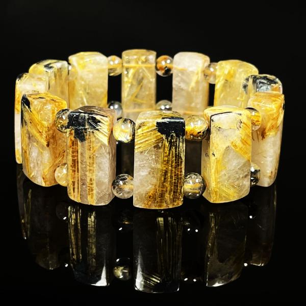 ★天然石★太陽放射タイチンルチルバングル SAIL 天然石 おすすめ 24 mm×6mm 一点物 太陽放射タイチンルチル