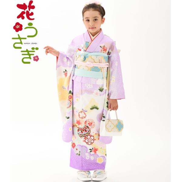 七五三着物 7歳 女の子 四つ身着物 単品 花うさぎ ブランド H0-1 まり