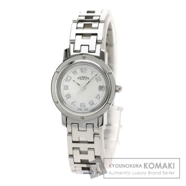 エルメス Cl4 210 クリッパーナクレ 12pダイヤモンド 腕時計 ステンレス ふるさと割 中古 レディース Ss