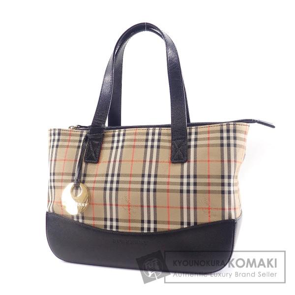 Burberry バーバリー チェック柄 ハンドバッグ レディース キャンバス 値下げ 中古