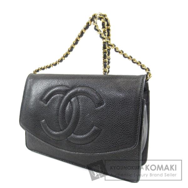 Chanel シャネル ココマーク チェーンウォレット レディース 中古 お洒落 ショルダーバッグ キャビアスキン