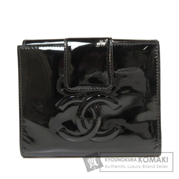 Chanel シャネル カメリア 二つ折り財布 パテントレザー 小銭入れあり 中古 ラッピング無料 レディース