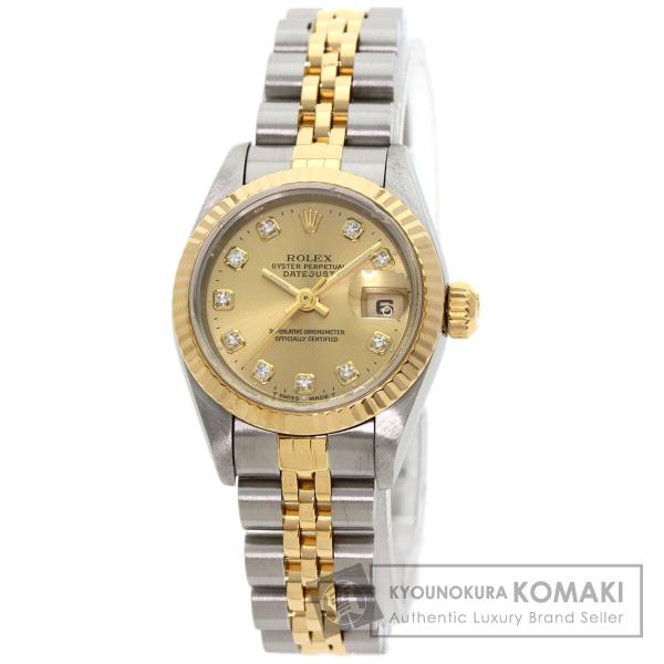 ROLEX ロレックス 69173G デイトジャスト 10P ダイヤモンド ブルーグラデーション 腕時計 SS SSxK18YG K18YG レディース [中古] ROLEX - ROLEX ロレックス 69173G デイトジャスト 10P ダイヤモンド