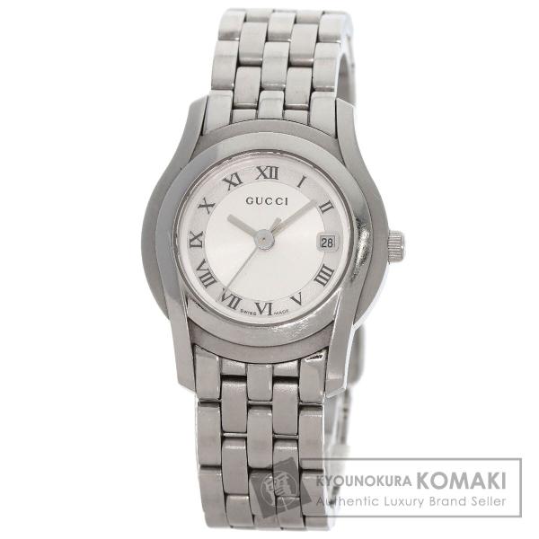 GUCCI グッチ 5500L ラウンドフェイス 腕時計 SS 革 レディース [中古] GUCCI - GUCCI グッチ 5500L ラウンドフェイス 腕時計 SS SS