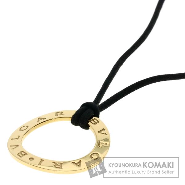 R BVLGARI ブルガリ ネックレス サークル　ロゴ ブラックコード BVLGARI（ブルガリ） ロゴサークル ネックレス K18イエローゴールド