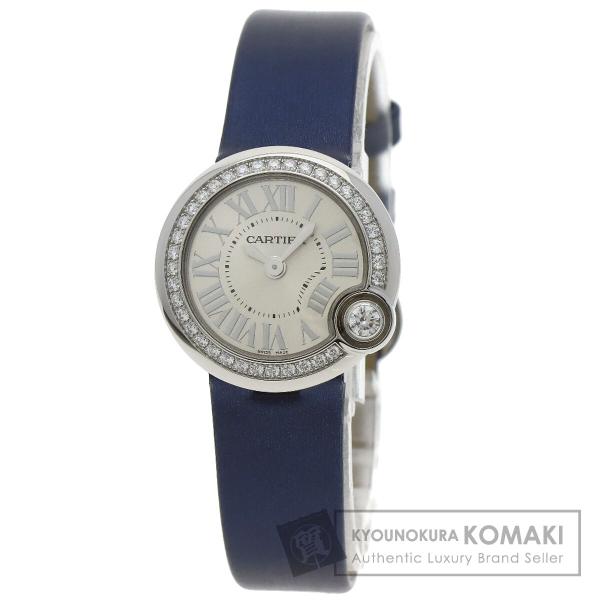 美品 Cartier(カルティエ) バロンブラン W4BL0002 SS/革 QZ クォーツ レザーベルト ダイヤベゼル レディース 箱・保証書付き 美品 Cartier(カルティエ) バロンブラン W4BL0002 SS/革 QZ クォーツ