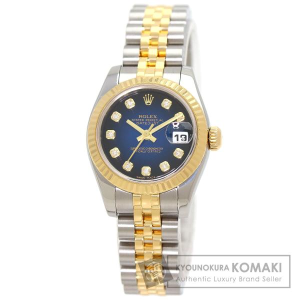 ROLEX ロレックス 179173G デイトジャスト 10P ダイヤモンド ブルーグラデーション 腕時計 SS SSxK18YG レディース [中古] ROLEX（ロレックス） 179173G デイトジャスト 10P ダイヤモンド ブルー