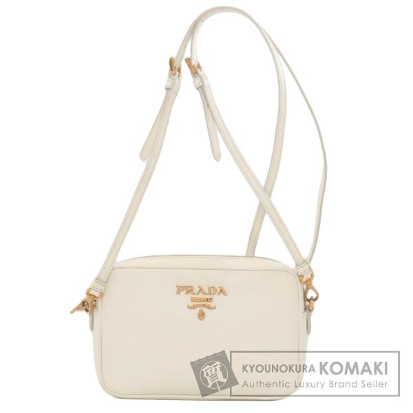 プラダ シドニー サフィアーノ ショルダーバッグ レザー 1BN005 ホワイト レディース PRADA  中古 中古・古着通販】PRADA (プラダ) サフィアーノショルダーバッグ