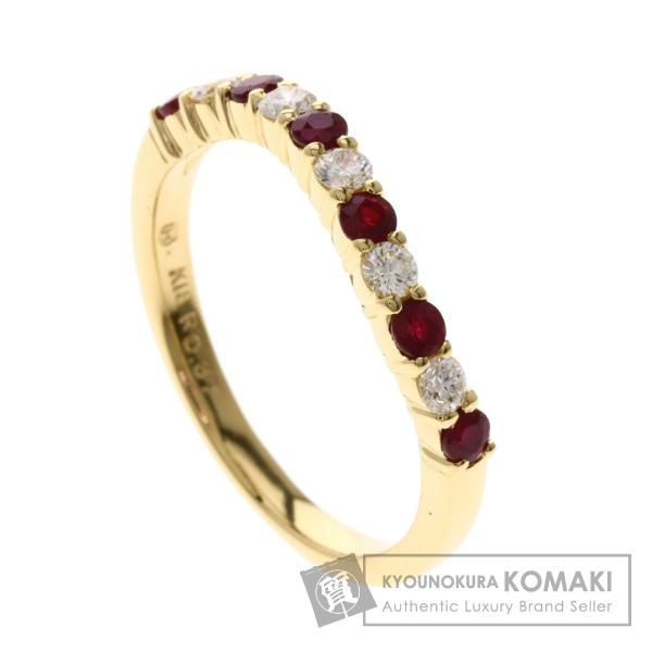 Mikimoto ミキモト ルビー ダイヤモンド ハーフエタニティ 中古 リング オンライン限定商品 指輪k18イエローゴールド レディース