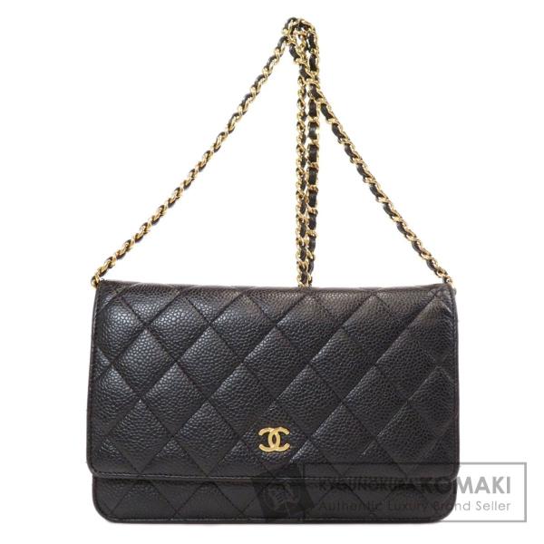 Chanel シャネル チェーンウォレット 定番 長財布 レディース キャビアスキン 中古 小銭入れあり