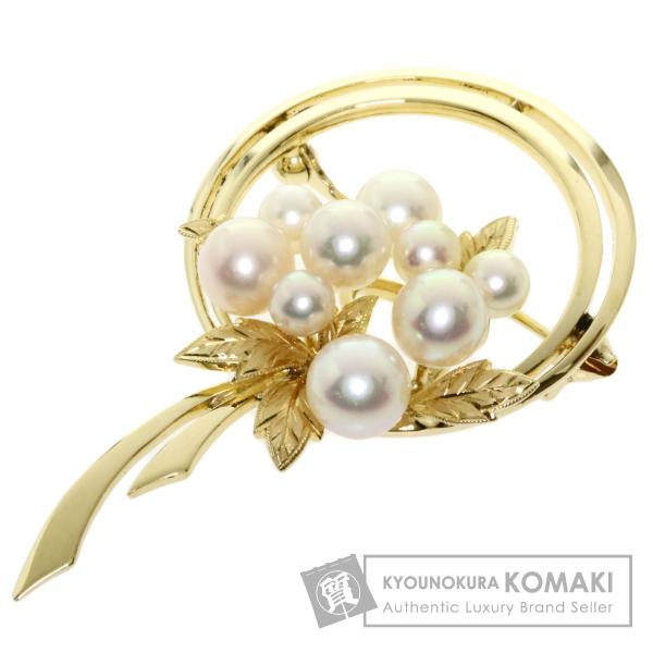 MIKIMOTO ミキモト アコヤパール 真珠 ブローチ K14イエローゴールド