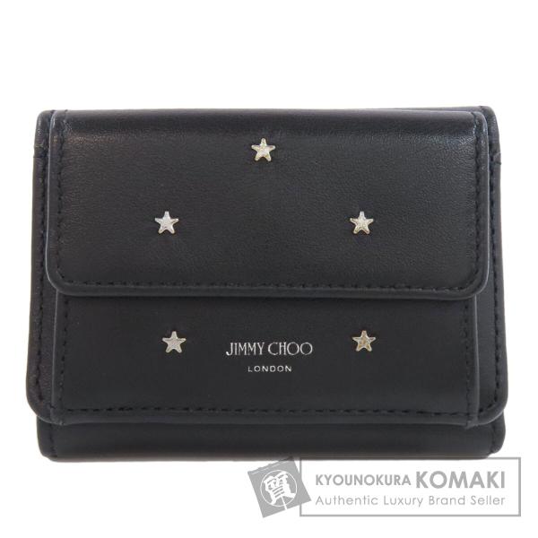 ジミーチュウ Jimmy Choo  スターモチーフ  二つ折り財布（小銭入れあり） レザー 中古 Jimmy Choo ジミーチュウ スターモチーフ 二つ折り財布（小銭入れあり