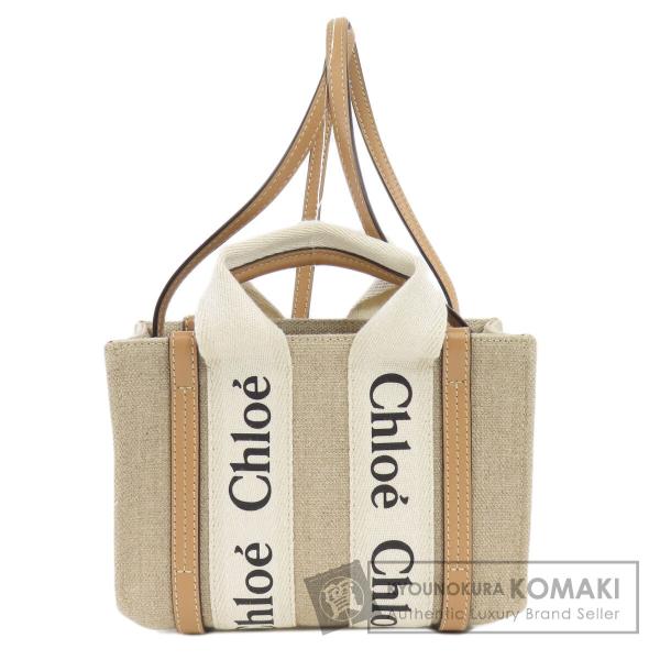 クロエ CHLOE  ウッディ スモール  ハンドバッグ キャンバス レディース  中古 Chloe（クロエ） ウッディミニ 2WAY ハンドバッグ キャンバス