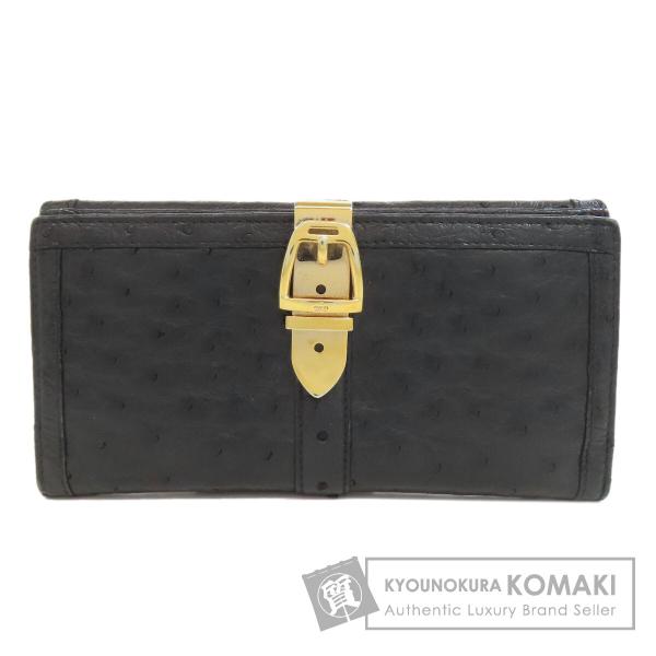 グッチ GUCCI 146201  ベルト金具  長財布（小銭入れあり） オーストリッチ レディース  中古 GUCCI（グッチ） 146201 ベルト金具 長財布（小銭入れあり