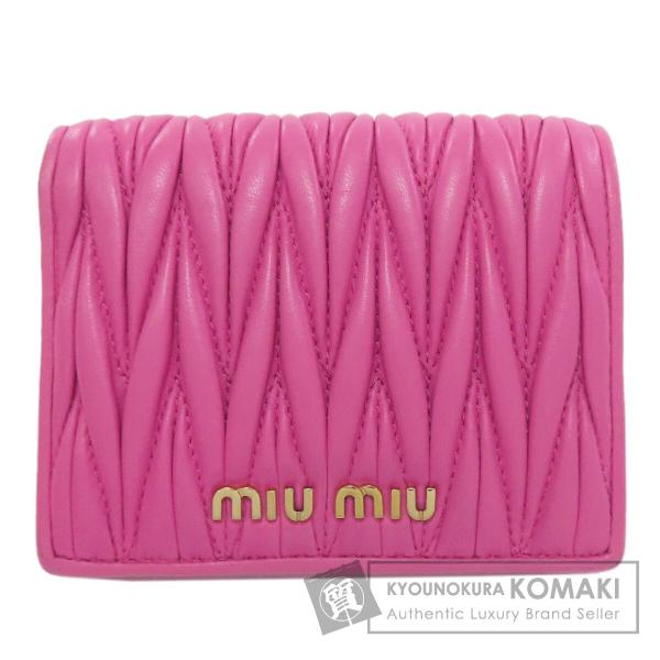 ミュウミュウ MIUMIU  マテラッセ  二つ折り財布（小銭入れあり） ラムスキン レディース  中古 miu miu（ミュウミュウ） マテラッセ 二つ折り財布（小銭入れあり