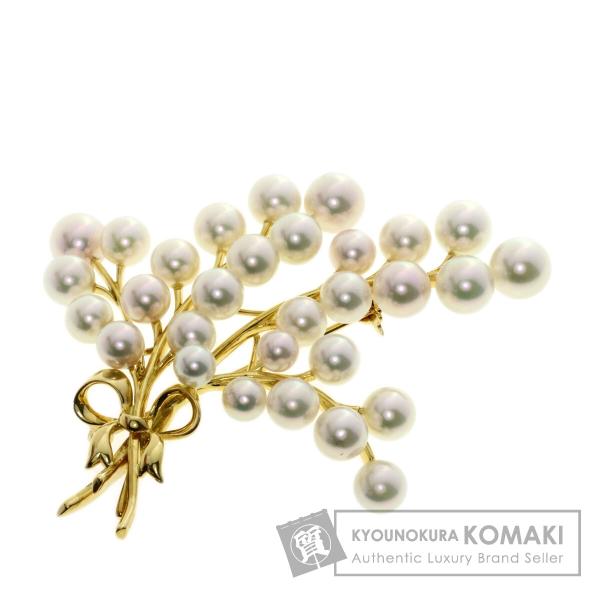 MIKIMOTO（ミキモト） リボン アコヤパール 真珠 ブローチ K18イエロー