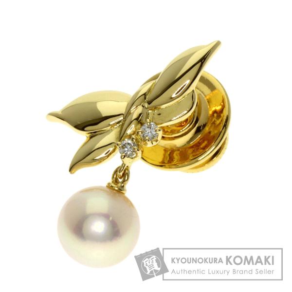 極美品✨ MIKIMOTO パール ブローチ 本真珠 ゴールドメッキ 10mm MIKIMOTO（ミキモト） パール 真珠 2P ダイヤモンド ブローチ K18