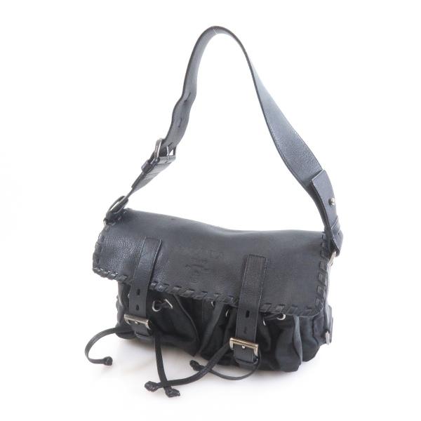 Prada プラダ 日本正規品 ロゴ型押 ショルダーバッグ レディース ナイロン素材 中古