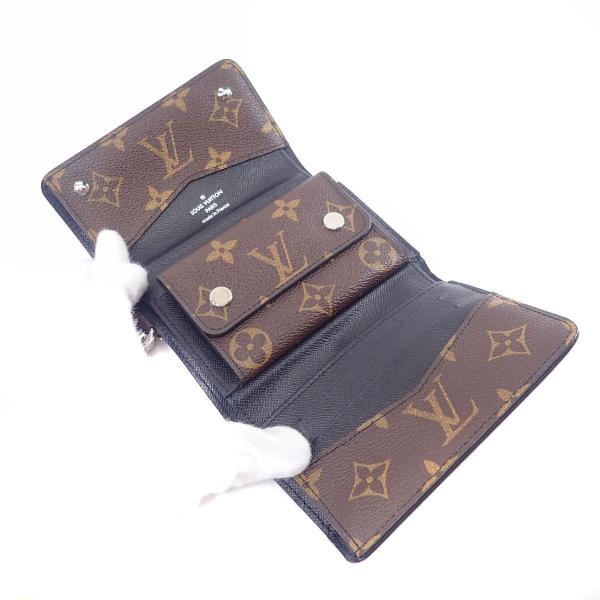 希少 ルイヴィトン Louis Vuitton ポルトフォイユ コンパクト M 二つ折り財布 メンズ 小銭入れあり モノグラムマカサー 中古