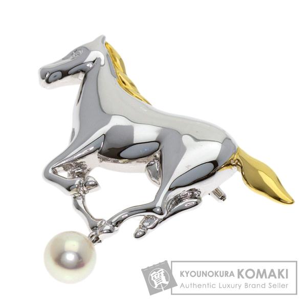 MIKIMOTO（ミキモト） パール 真珠 ホースモチーフ ブローチ シルバー