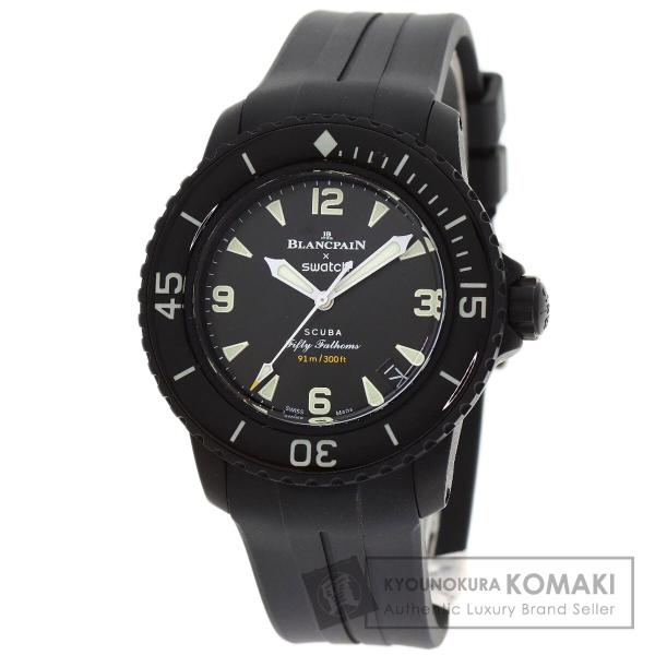 Swatch スウォッチ SO35B400 ブランパンコラボ スキューバ フィフティファゾムス 腕時計  セラミック ラバー メンズ  中古
