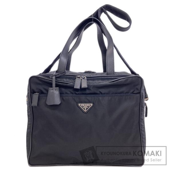 中古PRADAプラダビジネスバッグレザー型押黒 PRADA（プラダ） V453 ロゴ金具 2WAY ビジネスバッグ ナイロン素材