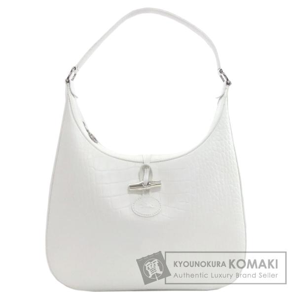 ■LONGCHAMP ロゾ クロコ型押しレザー ショルダーバッグ モーリシャス製 レディース ロンシャン ロンシャン トートバッグ ハンドバッグ クロコ型押し ロゾ レディース