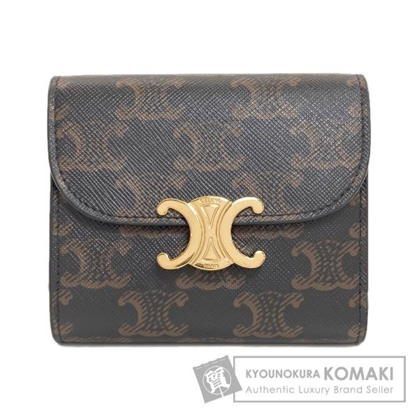 CELINE セリーヌ トリオンフ フラップ 三つ折り 二つ折り財布（小銭入れあり） PVC レディース [中古] CELINE（セリーヌ） トリオンフ フラップ 三つ折り 二つ折り財布（小銭
