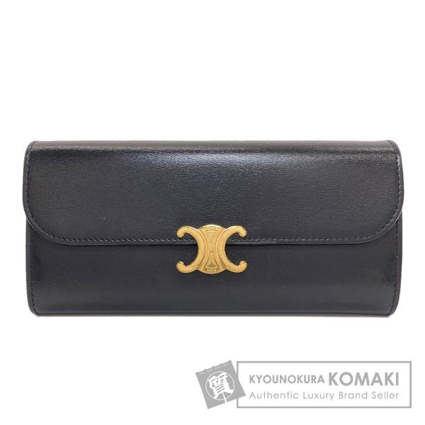 ☆箱付☆極美品☆セリーヌ 長財布 トリオンフ 総柄 バーティカルウォレット 黒 CELINE（セリーヌ） トリオンフ 長財布（小銭入れあり） カーフ