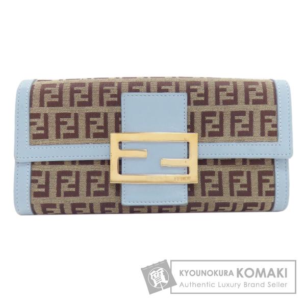 【未使用】フェンディ ズッキーノ 長財布 ラウンド キャンバス レザー ロゴ金具 FENDI（フェンディ） ズッキーノ柄 長財布（小銭入れあり） キャンバス