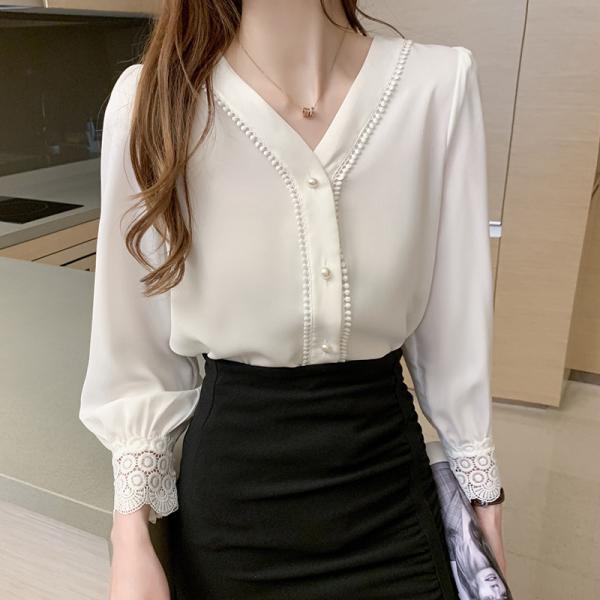 ブラウス 白 Vネック 長袖 レディース おしゃれ オフィスシャツ 春夏秋 トップス Ol エレガント 通勤 着痩せ 上品 カワイイ ヴィンテージ Buyee Buyee Japanese Proxy Service Buy From Japan Bot Online