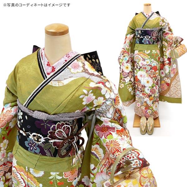 仕立付き 正絹 振袖単品 f-013-t 緑色 抹茶色 刺繍 振袖 卒業式 仕立付き 正絹 振袖単品 f-013-t 緑色 抹茶色 刺繍 振袖 卒業式
