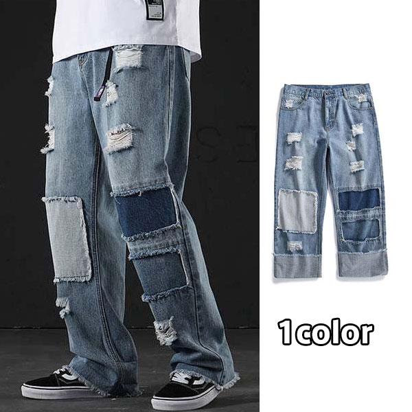極太 デニム ジーンズ パンツ メンズ ルーズフィット B系 レディース ヒップホップ ストリート系 ダメージ 切り替え Hiphop バギーパンツ 03aug19nxhnzk19 協和屋 通販 Yahoo ショッピング
