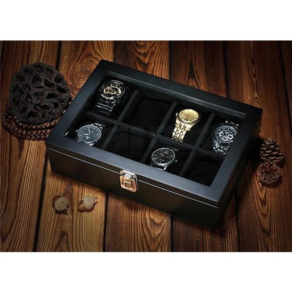 送料無料 腕時計ケース 収納ケース 高級収納ボックス ウォッチケース コレクション 箱 展示 アクセサリー 木製 8本入 上品 クッション付