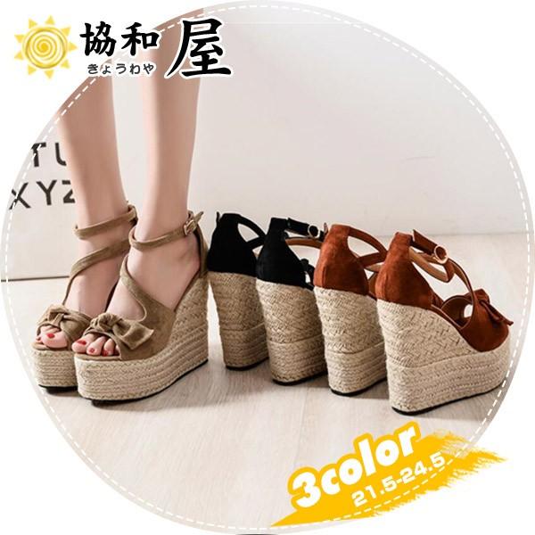 ウェッジサンダル レディース 春夏 履きやすい 靴 サンダル 厚底 ウェッジソール 太ヒール 麻 ハイヒール 美脚 シューズ ビーチ 海 15cm 19mar03vhdlx16 協和屋 通販 Yahoo ショッピング